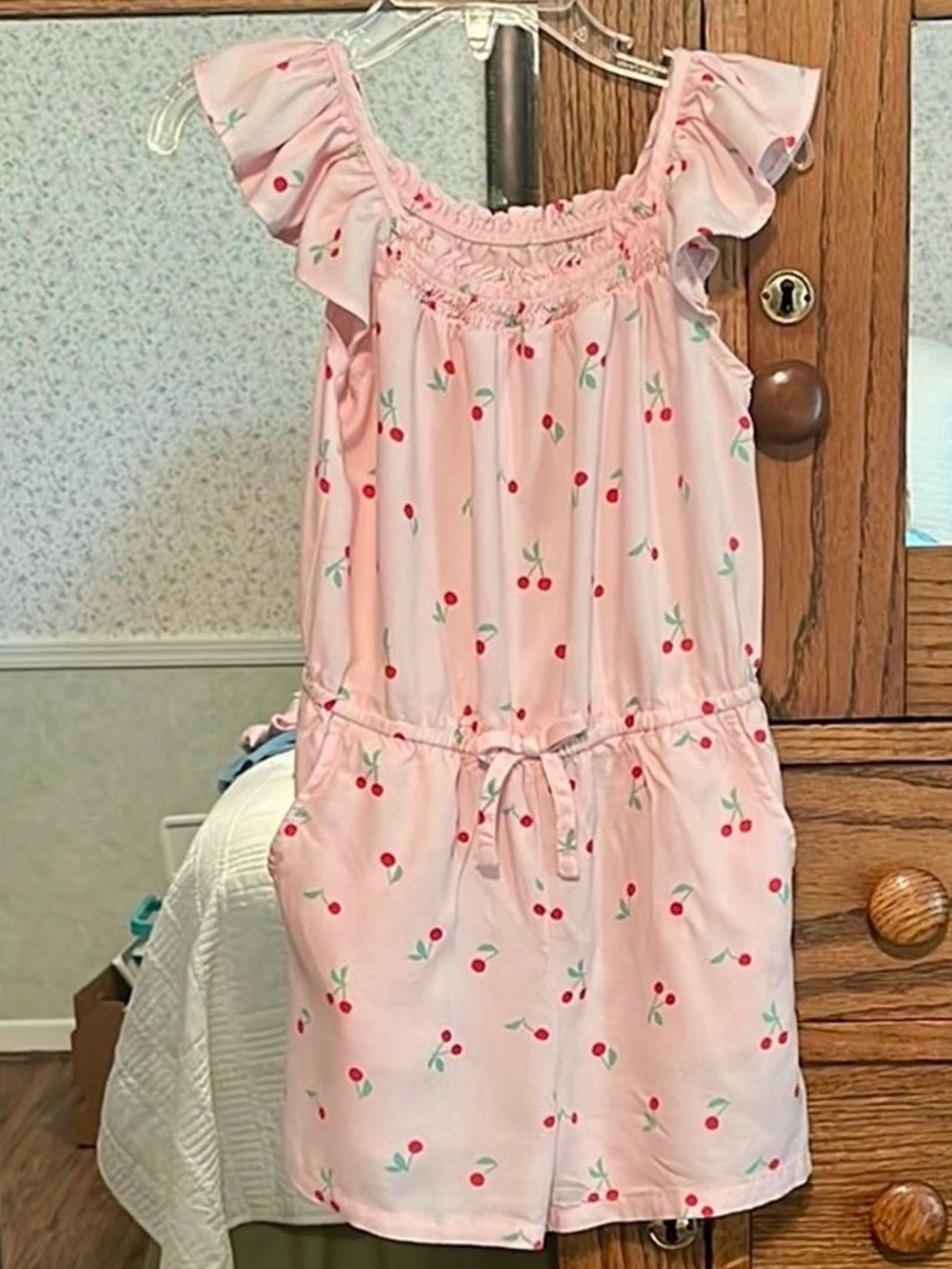 Cat & Jack Pink Cherry Print Girls' Romper